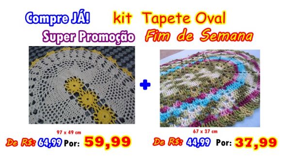 Kit Tapete Oval Feito De Barbante 85% De Algodão.feito / Mão